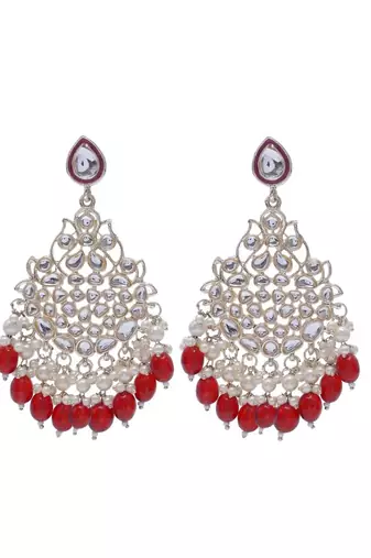   Beautiful Red Color Gold Plated Pearl Earrings for Wo  and Girls