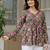 Green floral printed cotton tunic short kurti top for women
