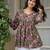 Green floral printed cotton tunic short kurti top for women