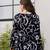 Black floral printed cotton tunic short kurti top for women