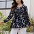 Black floral printed cotton tunic short kurti top for women