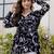 Black floral printed cotton tunic short kurti top for women