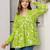 Lime floral printed cotton tunic short kurti top for women