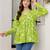 Lime floral printed cotton tunic short kurti top for women