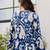 Blue floral printed cotton tunic short kurti top for women