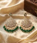   Beautiful Green Color Gold Plated Pearl Earrings for Wo  and Girls