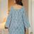Blue floral printed cotton tunic short kurti top for women