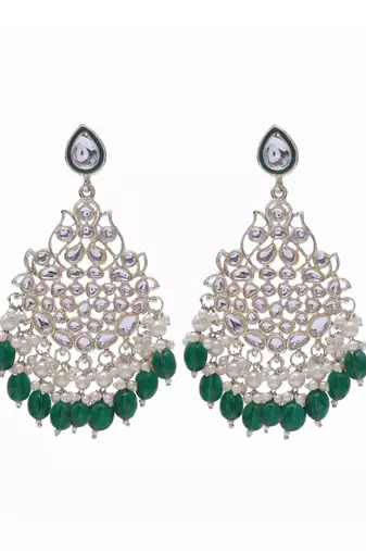   Beautiful Green Color Gold Plated Pearl Earrings for Wo  and Girls