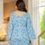 Blue floral printed cotton tunic short kurti top for women