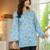 Blue floral printed cotton tunic short kurti top for women
