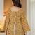 Yellow floral printed cotton tunic short kurti top for women
