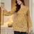 Yellow floral printed cotton tunic short kurti top for women