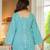 Turquoise floral printed cotton tunic short kurti top for women