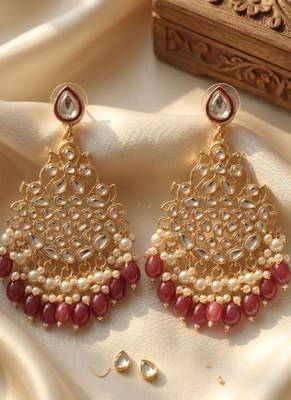   Beautiful Gold Plated Pearl Earrings for Wo  and Girls 1