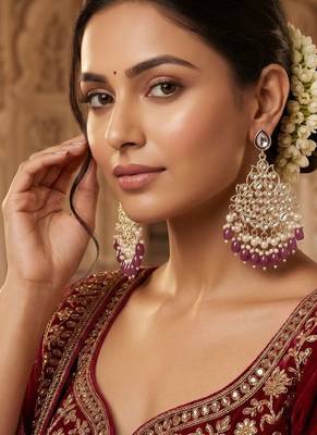   Beautiful Gold Plated Pearl Earrings for Wo  and Girls 2