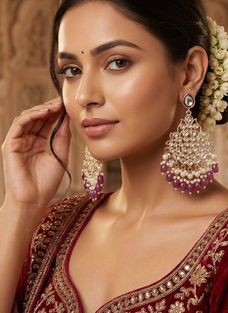   Beautiful Gold Plated Pearl Earrings for Wo  and Girls