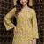 Yellow floral printed cotton tunic short kurti top for women