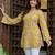 Yellow floral printed cotton tunic short kurti top for women