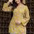 Yellow floral printed cotton tunic short kurti top for women