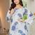 White floral printed cotton tunic short kurti top for women