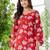 Red floral printed cotton tunic short kurti top for women