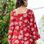 Red floral printed cotton tunic short kurti top for women