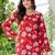 Red floral printed cotton tunic short kurti top for women