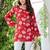 Red floral printed cotton tunic short kurti top for women