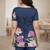 Navy blue floral printed cotton tunic short kurti top for women