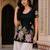 Black floral printed cotton tunic short kurti top for women