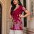 Maroon floral printed cotton tunic short kurti top for women