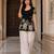 Black floral printed cotton tunic short kurti top for women