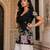 Black floral printed cotton tunic short kurti top for women