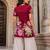 Maroon floral printed cotton tunic short kurti top for women