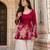 Maroon floral printed cotton tunic short kurti top for women