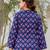 Navy blue floral printed cotton tunic short kurti top for women