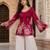 Maroon floral printed cotton tunic short kurti top for women