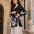 Black floral printed cotton tunic short kurti top for women
