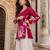 Maroon floral printed cotton tunic short kurti top for women