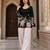 Black floral printed cotton tunic short kurti top for women