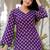 Purple floral printed cotton tunic short kurti top for women