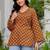 Brown floral printed cotton tunic short kurti top for women