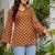 Brown floral printed cotton tunic short kurti top for women