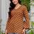 Brown floral printed cotton tunic short kurti top for women