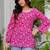 Pink floral printed cotton tunic short kurti top for women