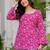 Pink floral printed cotton tunic short kurti top for women
