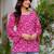 Pink floral printed cotton tunic short kurti top for women