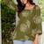 Olive floral printed cotton tunic short kurti top for women