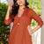 Brown floral printed cotton tunic short kurti top for women