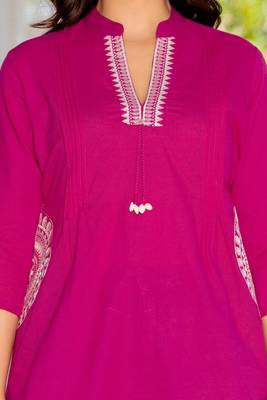 Pink floral printed cotton tunic short kurti top for women 3